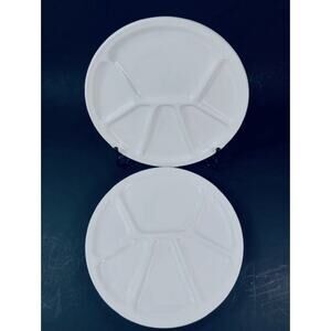 Varages France/Williams Sonoma Divided 8" Plates Set of 2 White Fondue Appetizer